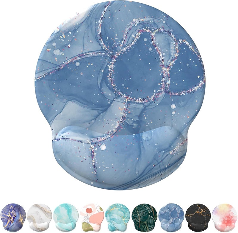 eulps Mouse Pad with Wrist Rest, Comfortable Computer Mousepad with Gel Wrist Support Smooth Surface and Non-Slip PU Base for Pain Relief, Laptop, Office & Home (Ice Lotus) - Image 1